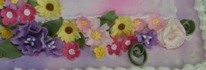 Closeup view of cake ornaments